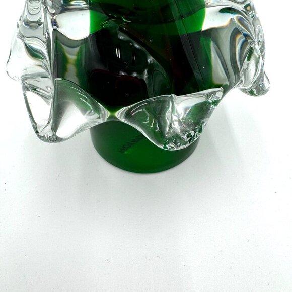 Glass Christmas Tree Paper Weight Clear Green Holiday - Picture 4 of 13